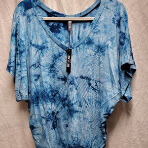 Blue Tye Dye Batwing Shirt - Medium